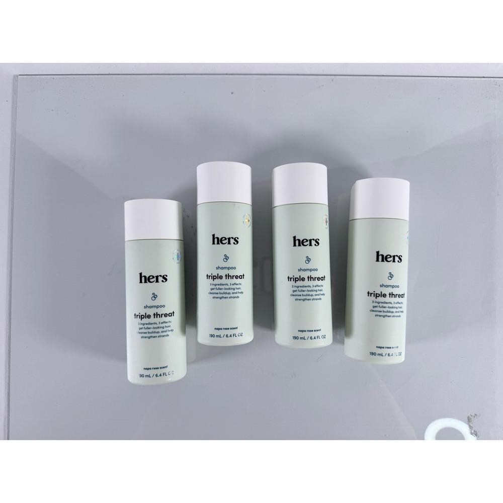 Hers Triple Threat Shampoo 6.4 oz Lot of 4 Thickening Biotin Saw Palmetto Vegan